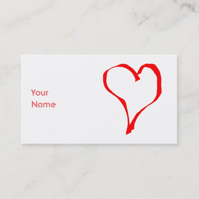 Carte De Visite Coeur rouge sur le blanc (Devant)