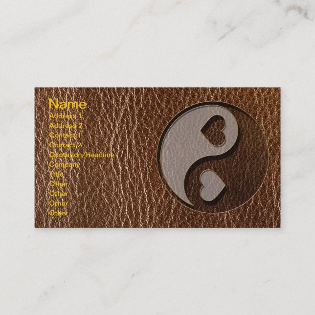 Carte De Visite Coeur simili cuir de Yin Yang (Devant)