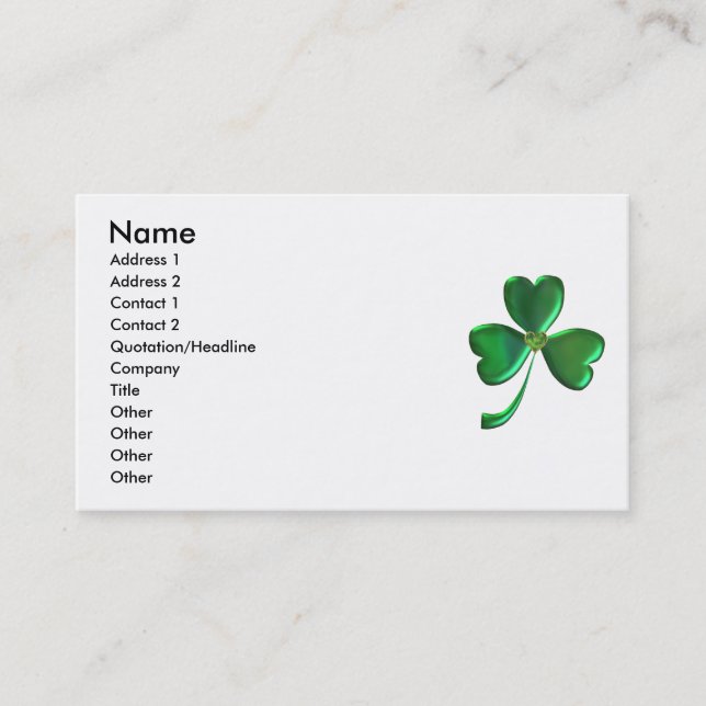 Carte De Visite Coeurs chanceux 1 de shamrock (Devant)