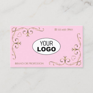 Carte De Visite Coeurs de logo élégants en or rose clair