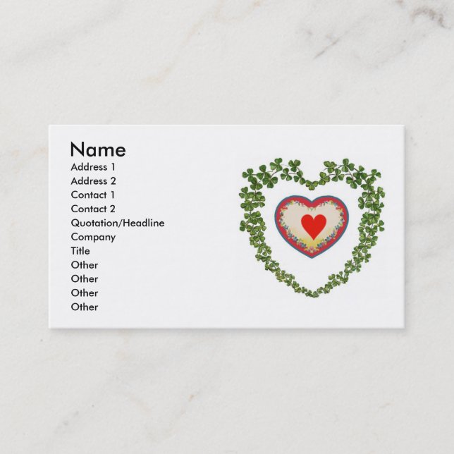 Carte de visite Coeurs shamrocks (Devant)
