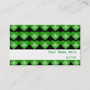 Carte De Visite Coeurs shamrocks Bande blanche noire