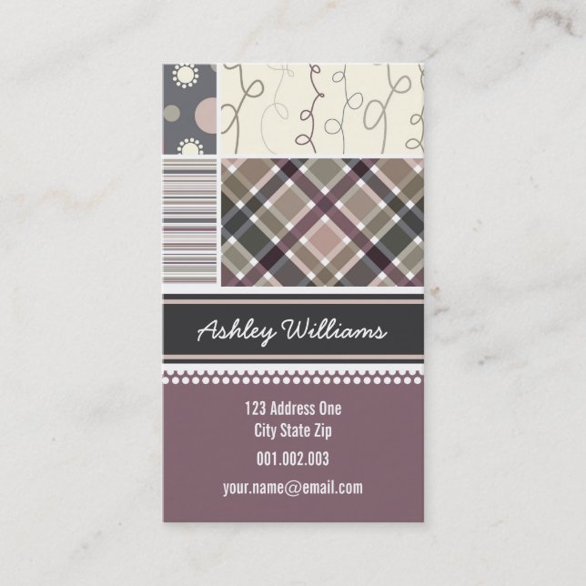 Carte De Visite Coffee Checks Stripes Scribbles Dots Combo Motif (Devant)