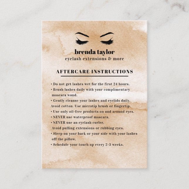 Carte De Visite Coffee Glam Eyelash Browbar Instructions pour les  (Devant)