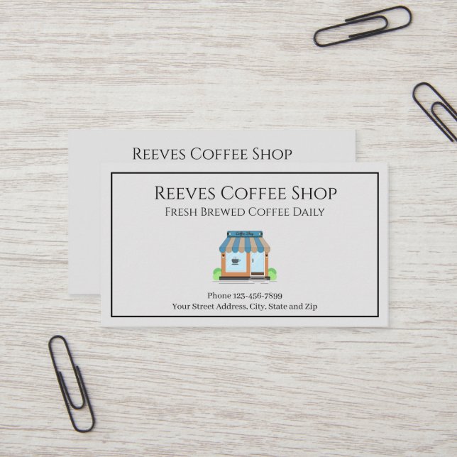 Carte De Visite Coffee Shop Cafe Business Card (Devant/Arrière en situation)