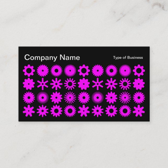Carte De Visite Cogs - Magenta sur Noir (Devant)