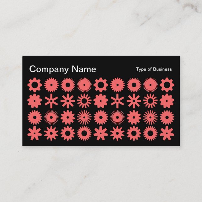 Carte De Visite Cogs - rose tropicale sur noir (Devant)