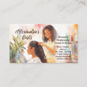 Carte De Visite Coiffeur Afro-Américain Cheveux Naturels Noirs