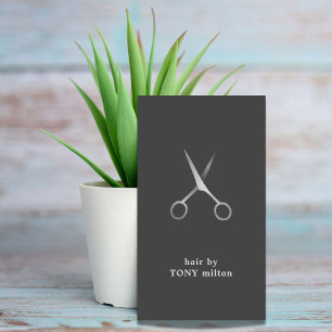 Carte De Visite Coiffeur Argent Faux Gris Minimal Moderne