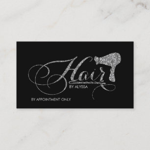 Carte De Visite Coiffeur argenté imprimé élégant de manuscrit