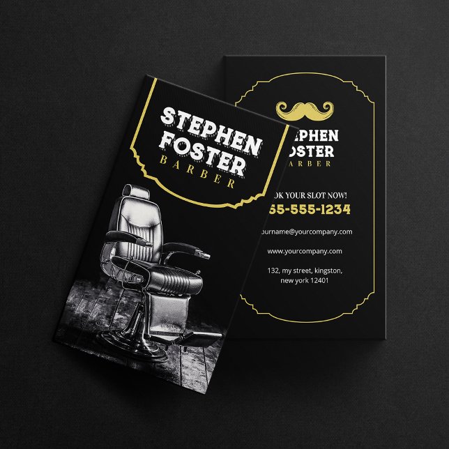 Carte De Visite Coiffeur Barbier Noir Vintage (Créateur téléchargé)
