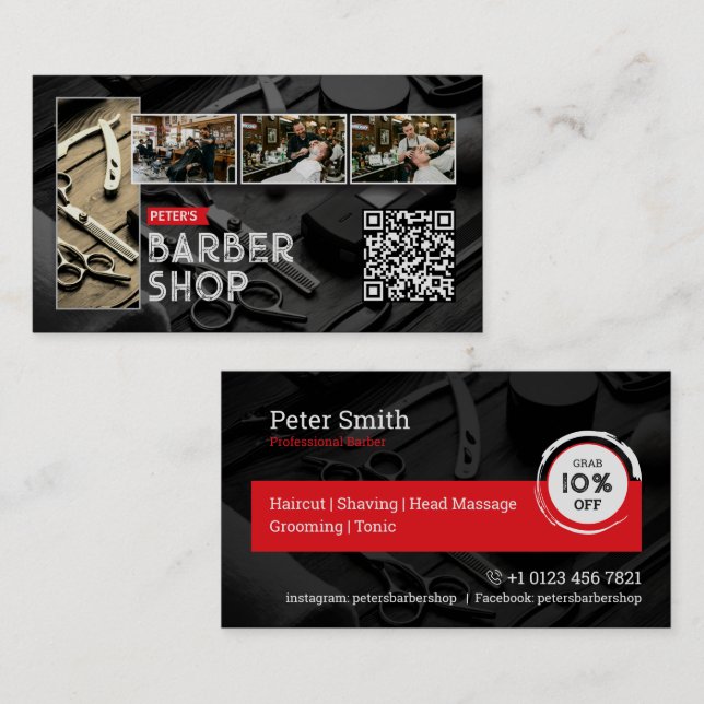 Carte De Visite Coiffeur Barbier, Salon, Barbier Professionnel (Devant / Derrière)