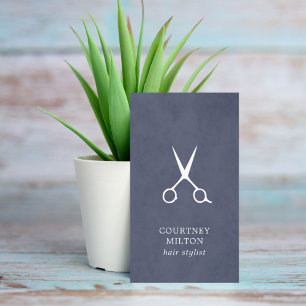 Carte De Visite Coiffeur blanc bleu simple minimaliste