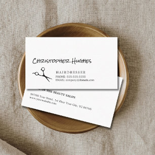 Carte De Visite Coiffeur blanc noir élégant simple moderne
