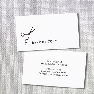 Carte De Visite Coiffeur blanc noir minimal frais de ciseaux