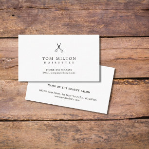 Carte De Visite Coiffeur blanc noir simple élégant minimaliste