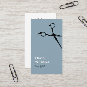 Carte De Visite Coiffeur Bleu Blanc Minimaliste Moderne