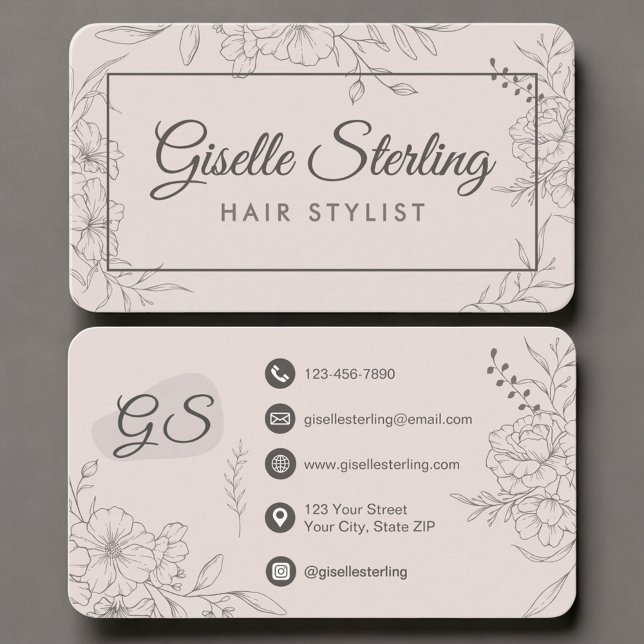 Carte De Visite Coiffeur Blush Rose Floral (Créateur téléchargé)