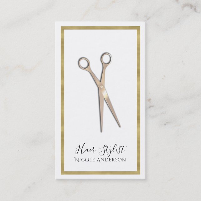 Carte De Visite Coiffeur Bordure Dorée Minimal Rose Gold (Devant)
