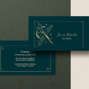 Carte De Visite Coiffeur Céleste Teal Or