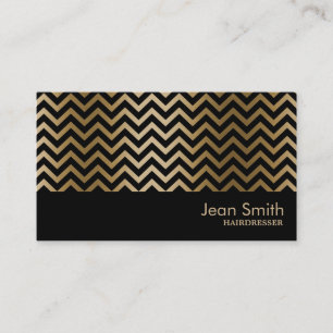 Carte De Visite Coiffeur Chevron Black & Gold