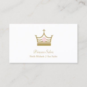 Carte De Visite Coiffeur chic de princesse Crown Pink Rose d'or