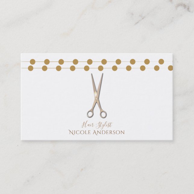 Carte De Visite Coiffeur Ciseaux d'Argent Minimal Rose Gold (Devant)