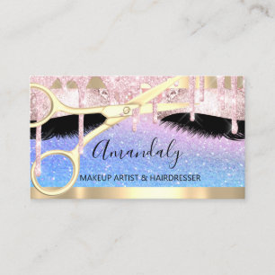 Carte De Visite Coiffeur Ciseaux de maquillage Lashes Coiffeur ros