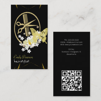 Carte De Visite Coiffeur Ciseaux Mignons Et Papillons Code QR Bu