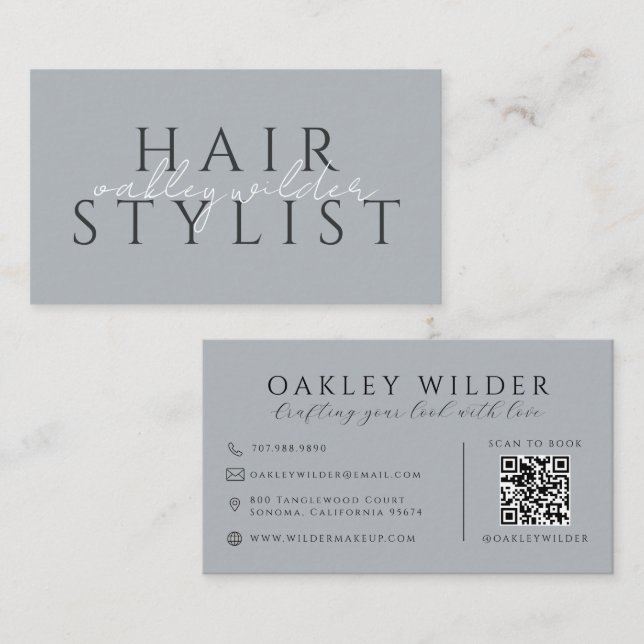 Carte De Visite Coiffeur Code QR Neutre (Devant / Derrière)
