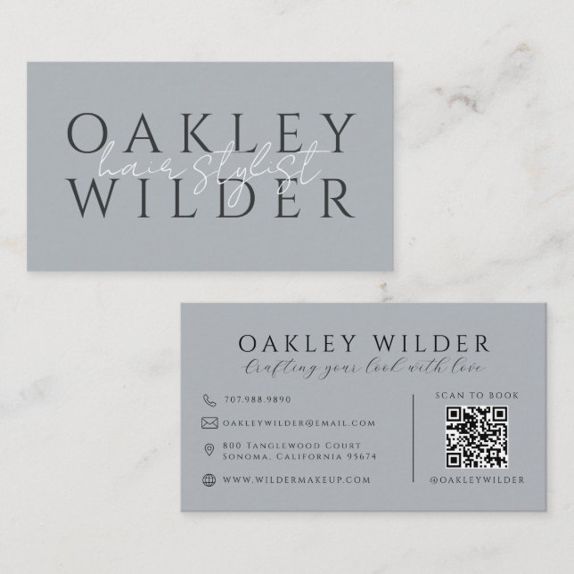 Carte De Visite Coiffeur Code QR Neutre (Devant / Derrière)