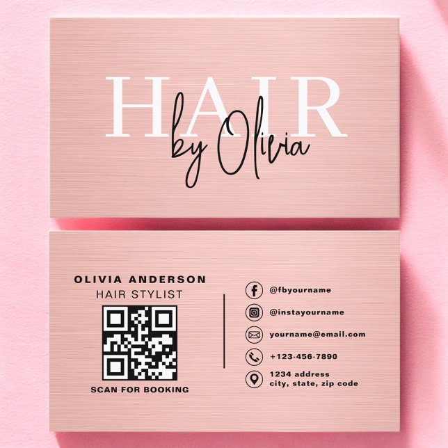 Carte de visite coiffeur Code QR Typographie métal (Créateur téléchargé)