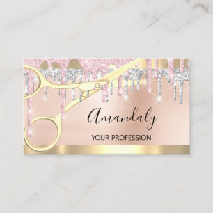 Carte De Visite Coiffeur Coiffeur Gold ciseaux Silver Pink VIP