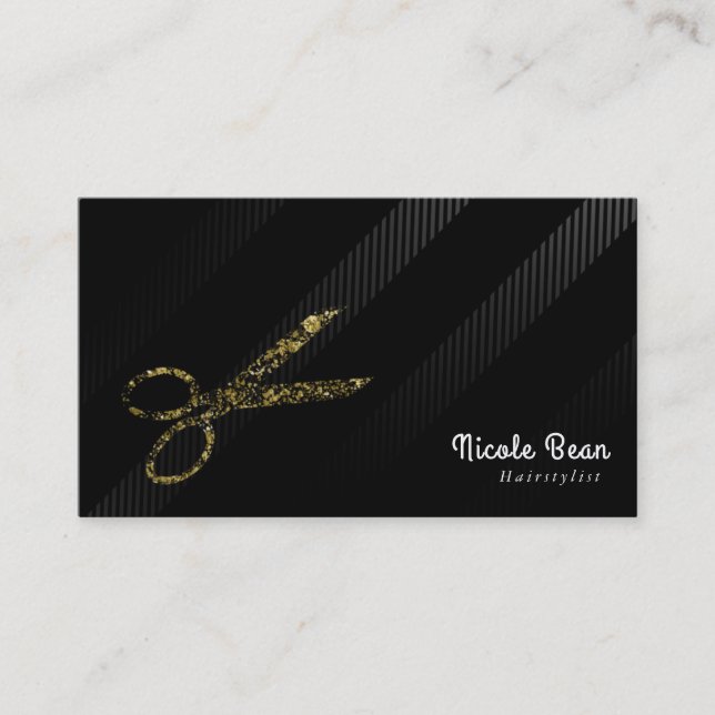 Carte De Visite Coiffeur Coiffeur Or & Noir Chic Glamour (Devant)