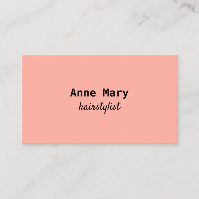 Carte De Visite Coiffeur Coiffeur Peach Corail Rose Noir (Devant)