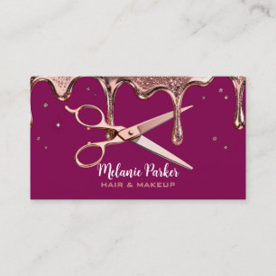 Carte De Visite Coiffeur Coiffeuse Ciseaux Rose Drips
