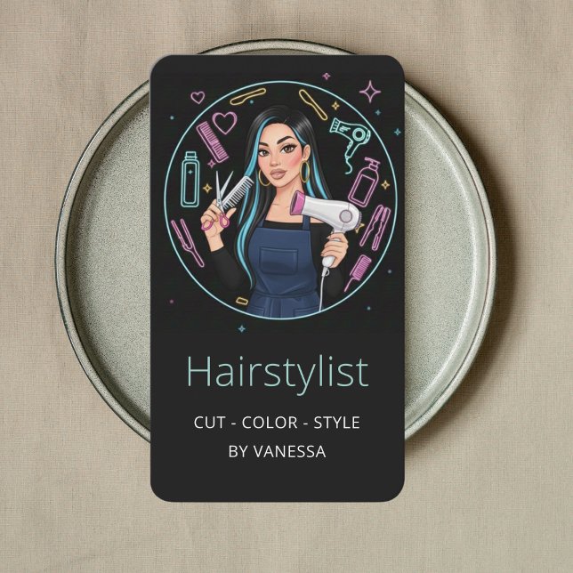 Carte De Visite Coiffeur Coiffeuse Coloriste Élégant Moderne (Créateur téléchargé)