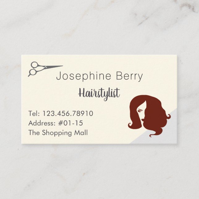 Carte De Visite Coiffeur / Coiffeuse Grande Taille de Police (Devant)
