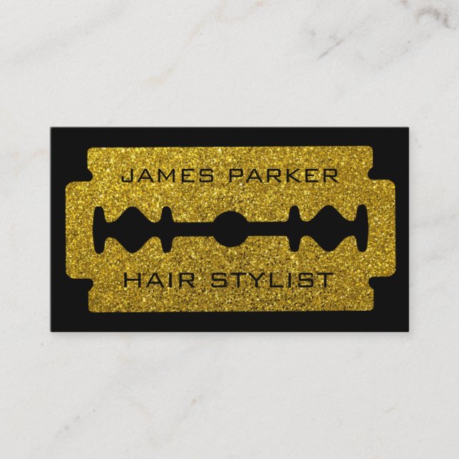 Carte De Visite Coiffeur de coiffeur de Faux d'or de lame de (Devant)