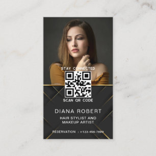Carte De Visite Coiffeur d'or de luxe maquillage Artist Salon qr