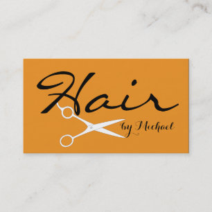 Carte De Visite Coiffeur Élégant Carotte Fond Orange