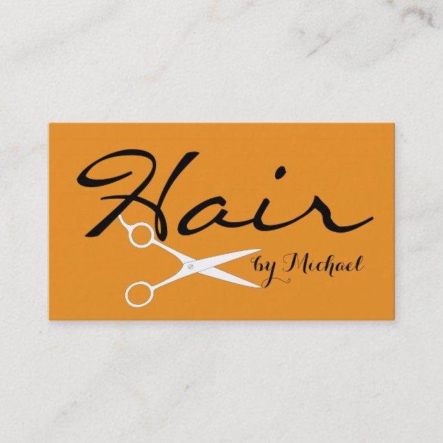 Carte De Visite Coiffeur Élégant Carotte Fond Orange (Devant)