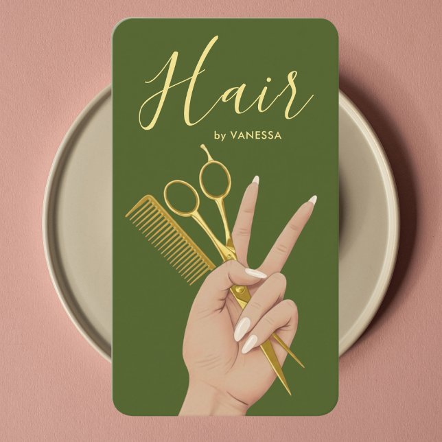 Carte De Visite Coiffeur Élégant Coiffeuse Salon de Coiffure Éléga (Créateur téléchargé)