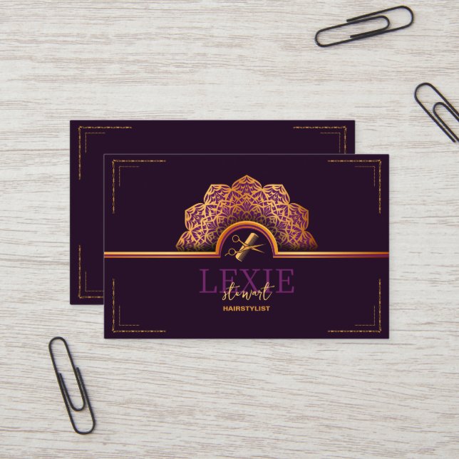 Carte De Visite Coiffeur Élégant et Raffiné - Programme de Parrain (Devant/Arrière en situation)