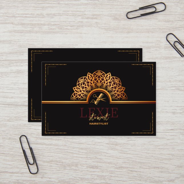 Carte De Visite Coiffeur Élégant et Raffiné - Programme de Parrain (Devant/Arrière en situation)