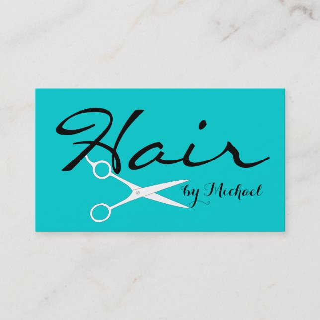 Carte De Visite Coiffeur Élégant Fond Turquoise Foncé (Devant)