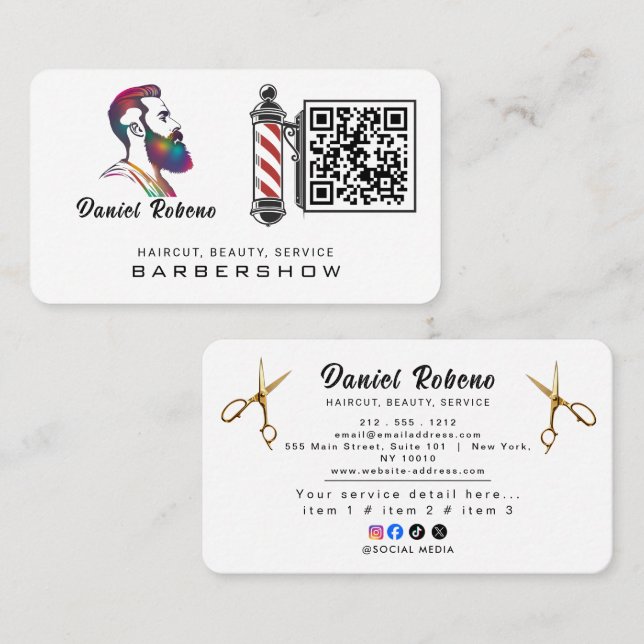 Carte De Visite Coiffeur Élégant Minimaliste (Devant / Derrière)