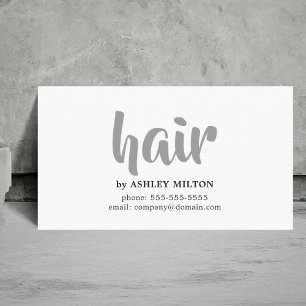 Carte De Visite Coiffeur Élégant Minimaliste Noir Gris Blanc