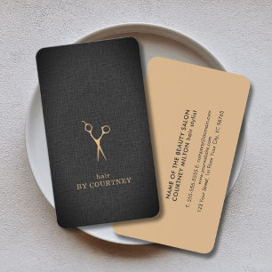 Carte De Visite Coiffeur élégant moderne d'or de Faux de texture