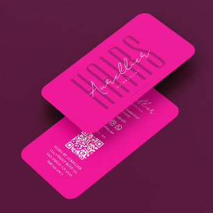 Carte De Visite Coiffeur Élégant Rose Fuchsia Profond